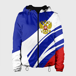 Женская куртка Герб России на абстрактных полосах