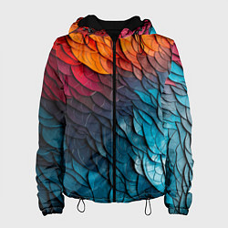 Куртка с капюшоном женская Желто синяя чешуя, цвет: 3D-черный