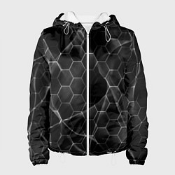 Куртка с капюшоном женская Чёрные соты, цвет: 3D-белый