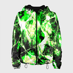 Куртка с капюшоном женская Зелёные узоры джунгли, цвет: 3D-черный