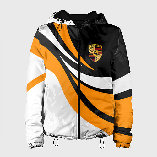 Женская куртка Porsche - Оранжевая абстракция / 3D-Черный – фото 1