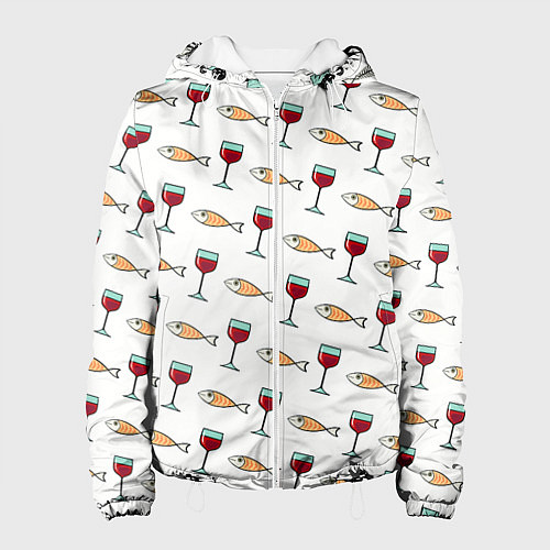 Женская куртка Фокус с с исчезновением рыбы и вина / 3D-Белый – фото 1