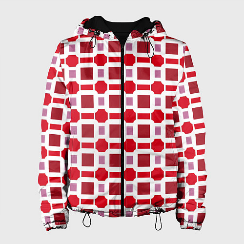 Женская куртка Красные кирпичики и белые полосы / 3D-Черный – фото 1