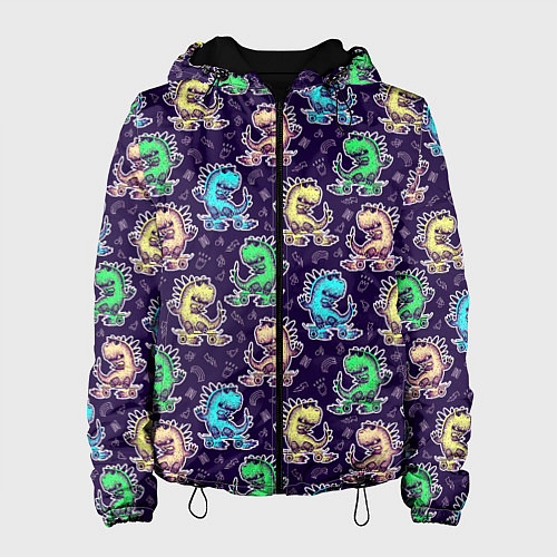 Женская куртка Динозаврик на скейтборде / 3D-Черный – фото 1