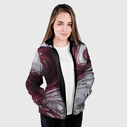 Куртка с капюшоном женская Бело-розовая краска, цвет: 3D-черный — фото 2