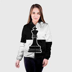 Куртка с капюшоном женская Шахматы - ферзь, цвет: 3D-черный — фото 2