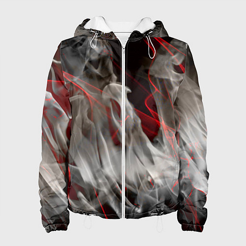 Женская куртка Дым и красные узоры / 3D-Белый – фото 1