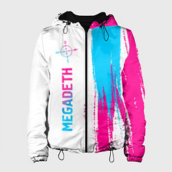 Куртка с капюшоном женская Megadeth neon gradient style по-вертикали, цвет: 3D-черный