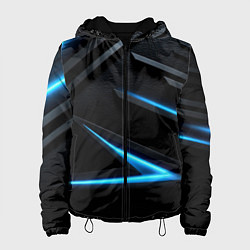 Куртка с капюшоном женская Черный и синий фон с абстракцией, цвет: 3D-черный