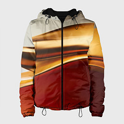 Куртка с капюшоном женская Бежевые и золотистые волны, цвет: 3D-черный