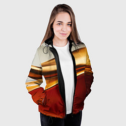 Куртка с капюшоном женская Бежевые и золотистые волны, цвет: 3D-черный — фото 2