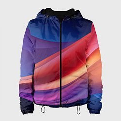 Куртка с капюшоном женская Абстрактные синие волны, цвет: 3D-черный