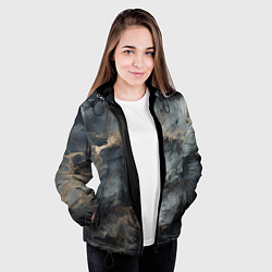 Куртка с капюшоном женская Темно-серый мрамор, цвет: 3D-черный — фото 2