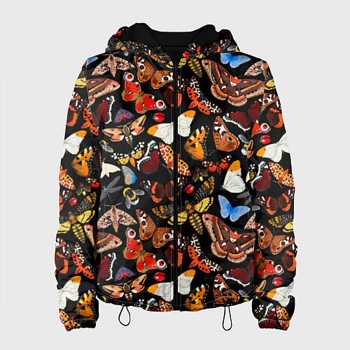 Женская куртка Разноцветные тропические бабочки / 3D-Черный – фото 1
