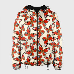 Куртка с капюшоном женская Бабочки хамелеоны, цвет: 3D-черный