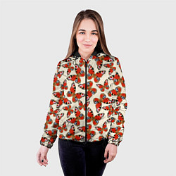 Куртка с капюшоном женская Бабочки хамелеоны, цвет: 3D-черный — фото 2