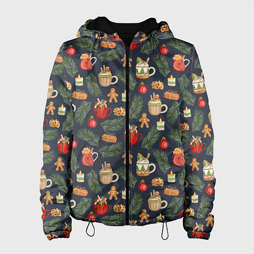 Женская куртка Новогодние напитки / 3D-Черный – фото 1