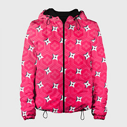 Женская куртка Малиновая японская черепаха в белый сюрикен