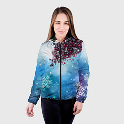 Куртка с капюшоном женская Цунами из новогодних шариков, цвет: 3D-черный — фото 2