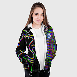 Куртка с капюшоном женская Chelsea fc glitch, цвет: 3D-белый — фото 2