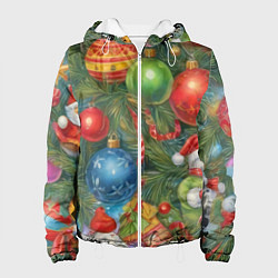 Женская куртка Новогодний принт на елке