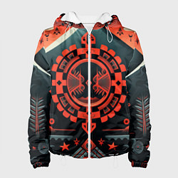 Куртка с капюшоном женская Рисунок в стиле американских индейцев, цвет: 3D-белый