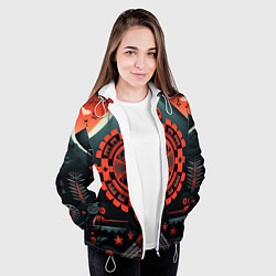 Куртка с капюшоном женская Рисунок в стиле американских индейцев, цвет: 3D-белый — фото 2