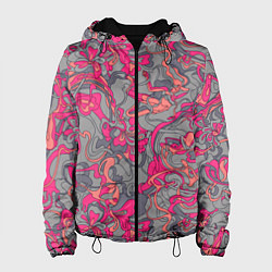 Куртка с капюшоном женская Розовый серый сон, цвет: 3D-черный