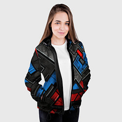Куртка с капюшоном женская Темная абстракция из геометрических фигур, цвет: 3D-черный — фото 2