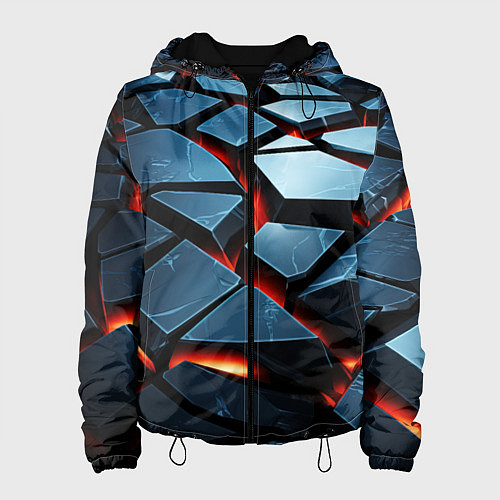 Женская куртка Абстрактные плиты с оранжевым светом / 3D-Черный – фото 1