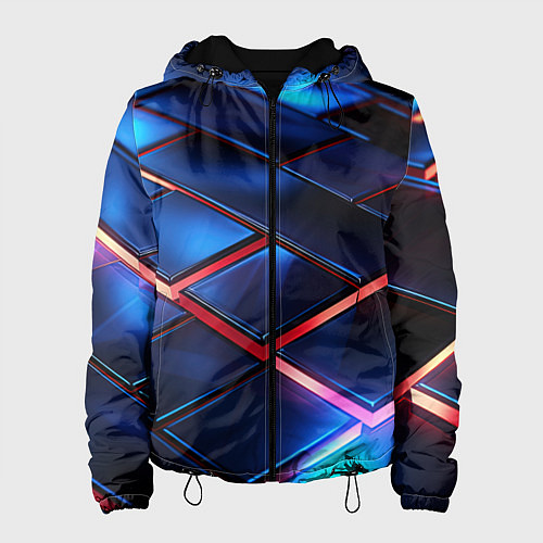 Женская куртка Синие абстрактные плиты / 3D-Черный – фото 1
