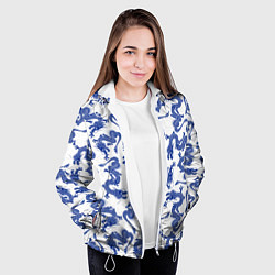 Куртка с капюшоном женская Синие новогодние драконы, цвет: 3D-белый — фото 2