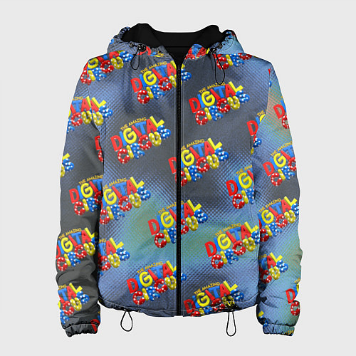 Женская куртка The amazing digital circus pattern / 3D-Черный – фото 1