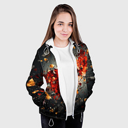 Куртка с капюшоном женская Желтые и черные осколки после взрыва, цвет: 3D-белый — фото 2