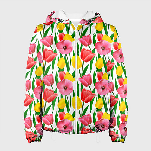 Женская куртка Colorful tulips / 3D-Белый – фото 1