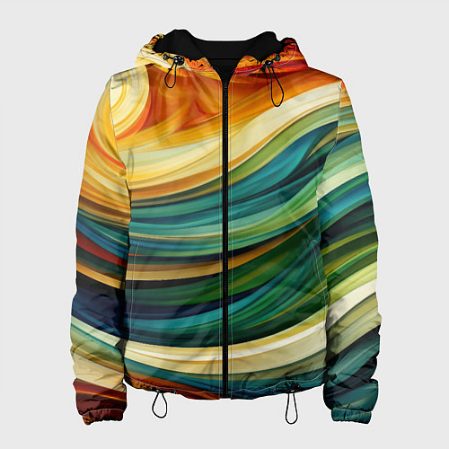 Женская куртка Абстракция с солнцем / 3D-Черный – фото 1