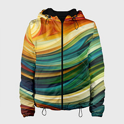 Куртка с капюшоном женская Абстракция с солнцем, цвет: 3D-черный