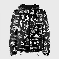 Куртка с капюшоном женская Fortnite alllogo black, цвет: 3D-черный