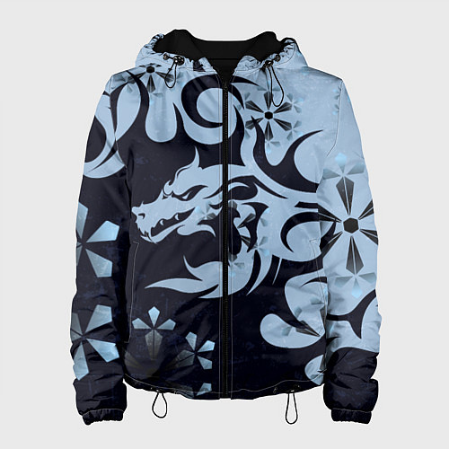 Женская куртка Дракон со снежинками / 3D-Черный – фото 1