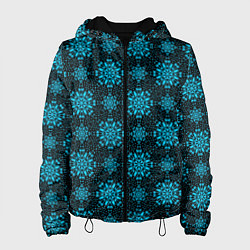 Женская куртка Паттерн тёмно-бирюзовый абстрактные цветы