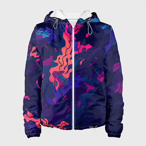Женская куртка Яркая абстракция в стиле камуфляжа / 3D-Белый – фото 1