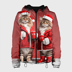 Женская куртка С новым котом - два кота в костюмах Санты