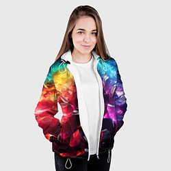 Куртка с капюшоном женская Радужные блестящие камни, цвет: 3D-белый — фото 2