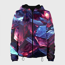 Куртка с капюшоном женская Абстрактные стеклянные камни, цвет: 3D-черный