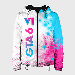 Куртка с капюшоном женская GTA 6 neon gradient style по-вертикали, цвет: 3D-черный