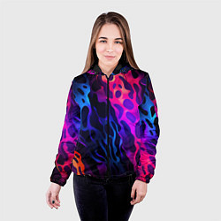 Куртка с капюшоном женская Камуфляж из ярких красок, цвет: 3D-черный — фото 2