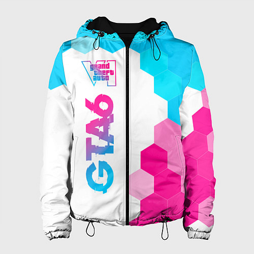 Женская куртка GTA6 neon gradient style по-вертикали / 3D-Черный – фото 1
