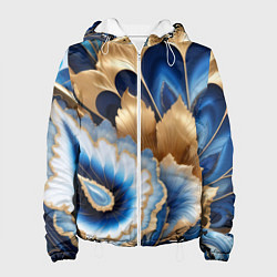 Куртка с капюшоном женская Королевский синий с золотом, цвет: 3D-белый