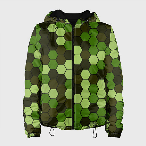 Женская куртка Камуфляж гексагон лесной / 3D-Черный – фото 1