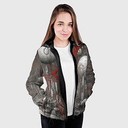 Куртка с капюшоном женская Биотехнический городской пейзаж, цвет: 3D-черный — фото 2